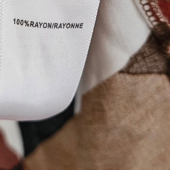 Cleo Abstract Button-Down Shirt - Red, Black, Brown - Picture 3 of 3